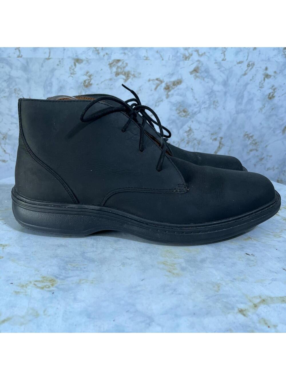 Dr Comfort Mens Size 11.5 Wide EE Shoes Black Leather Comfort Chukka Ankle Boots